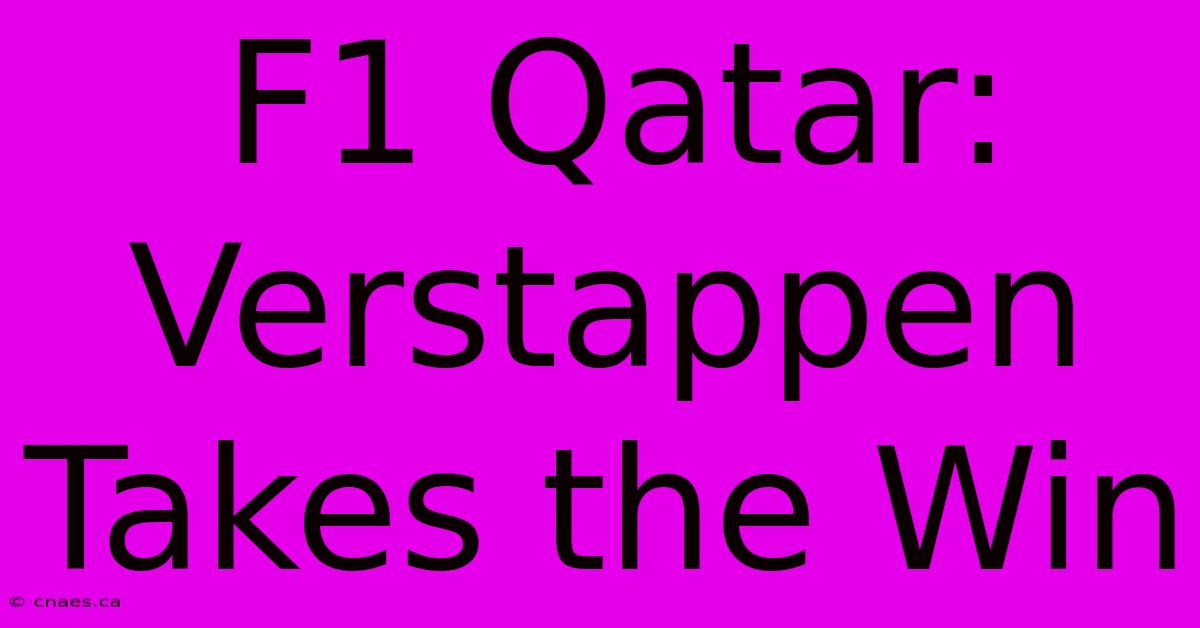 F1 Qatar: Verstappen Takes The Win