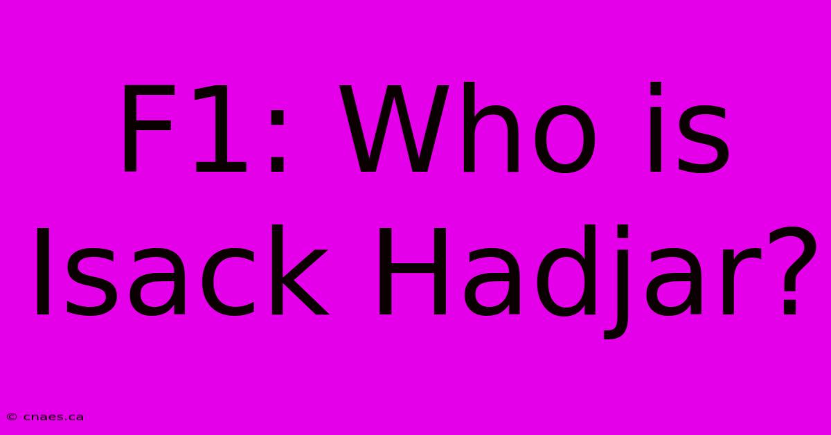 F1: Who Is Isack Hadjar?