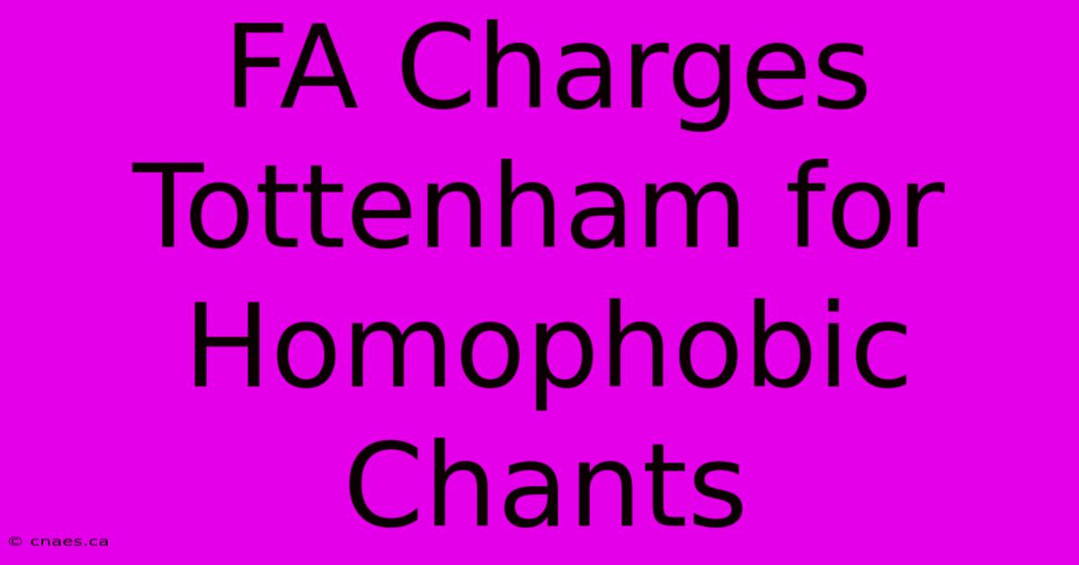 FA Charges Tottenham For Homophobic Chants