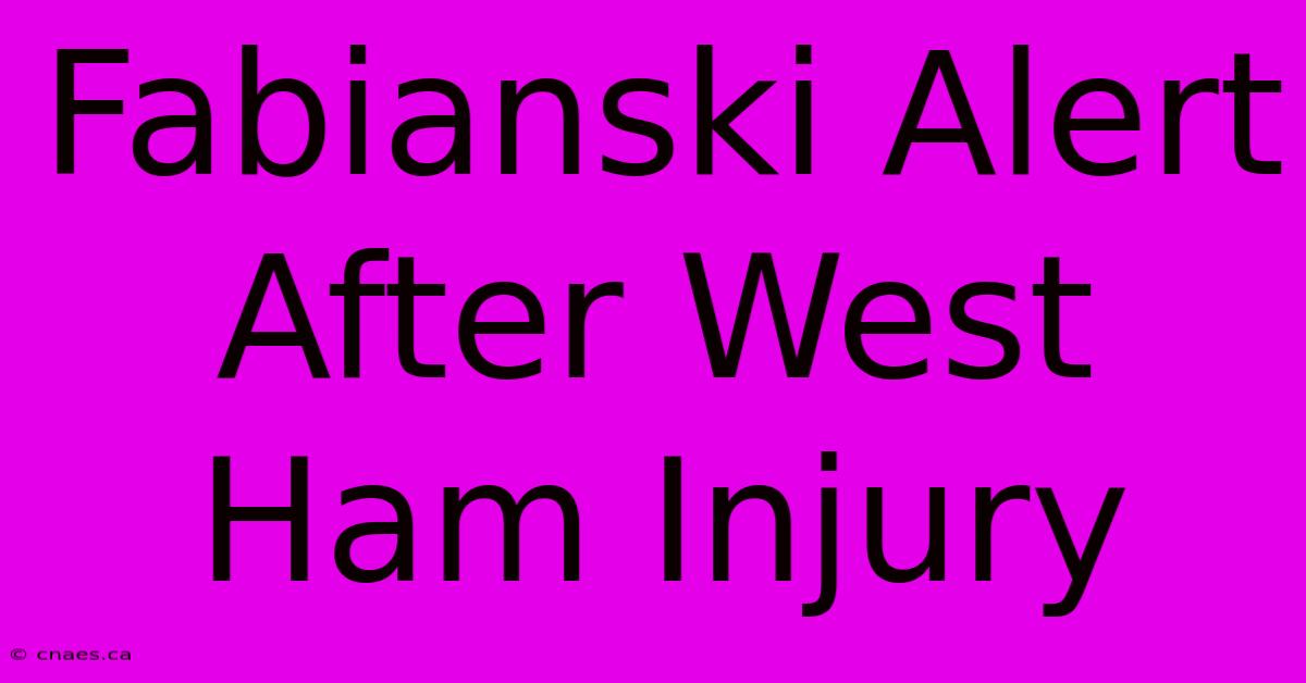 Fabianski Alert After West Ham Injury