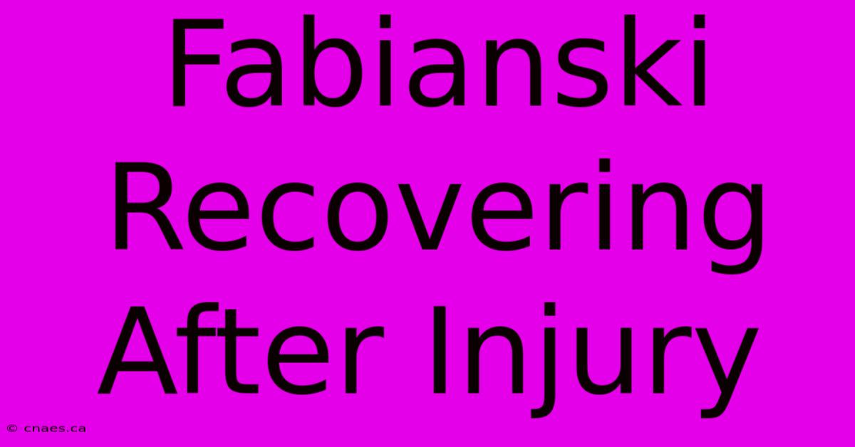 Fabianski Recovering After Injury