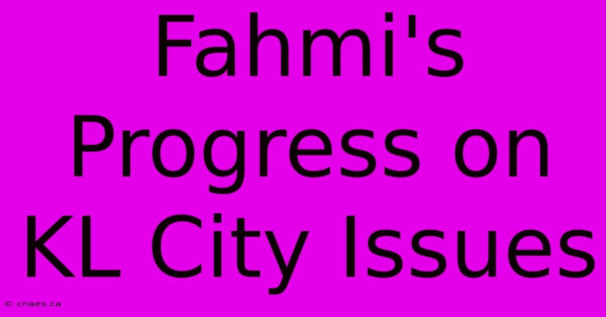 Fahmi's Progress On KL City Issues