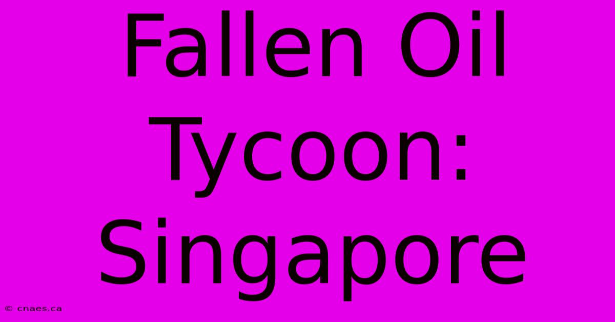 Fallen Oil Tycoon: Singapore