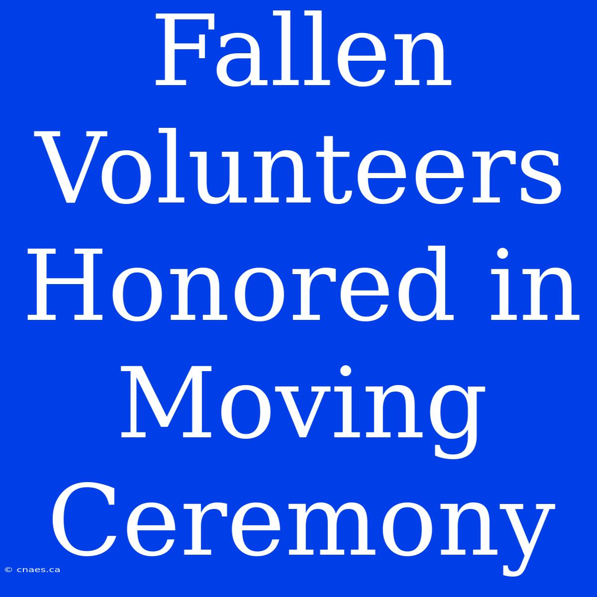 Fallen Volunteers Honored In Moving Ceremony