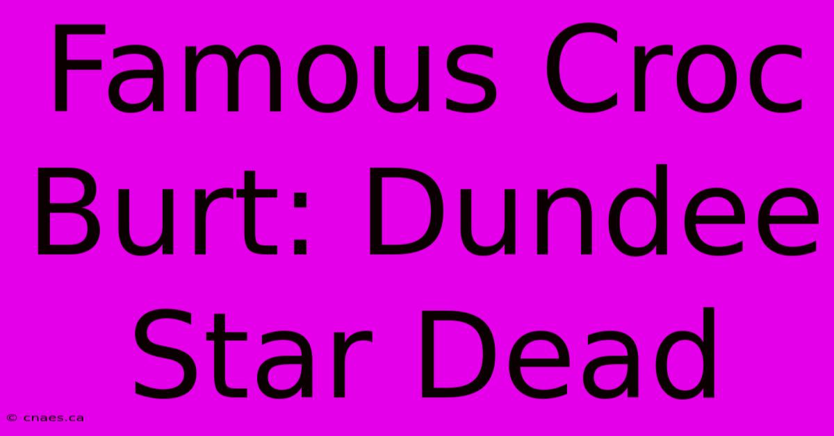 Famous Croc Burt: Dundee Star Dead