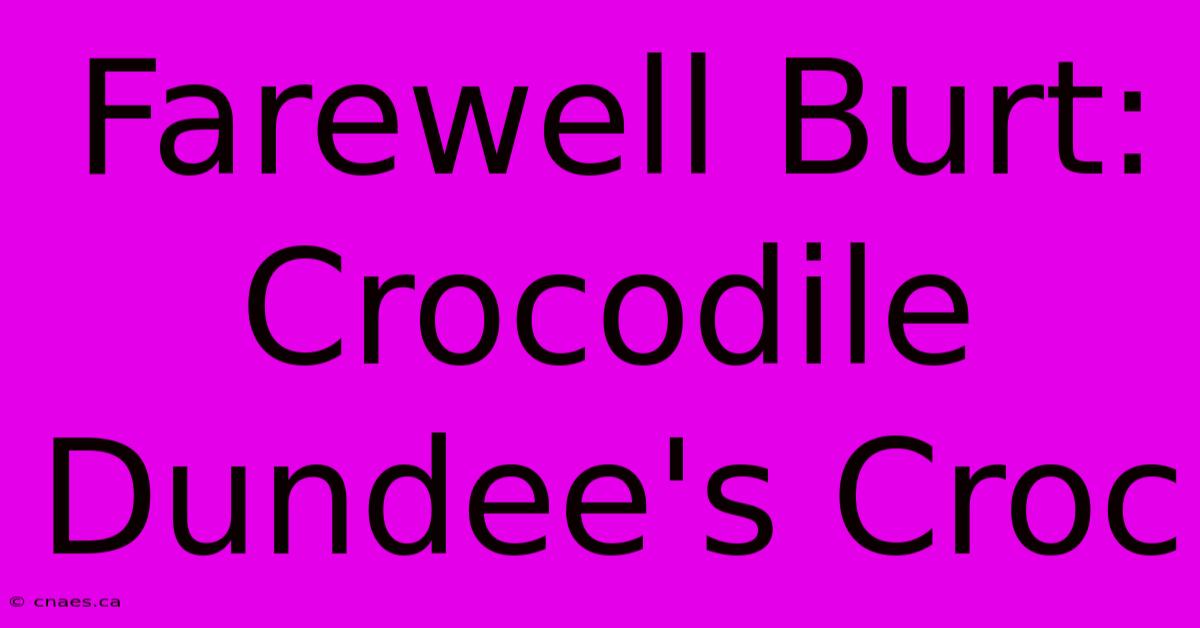 Farewell Burt: Crocodile Dundee's Croc