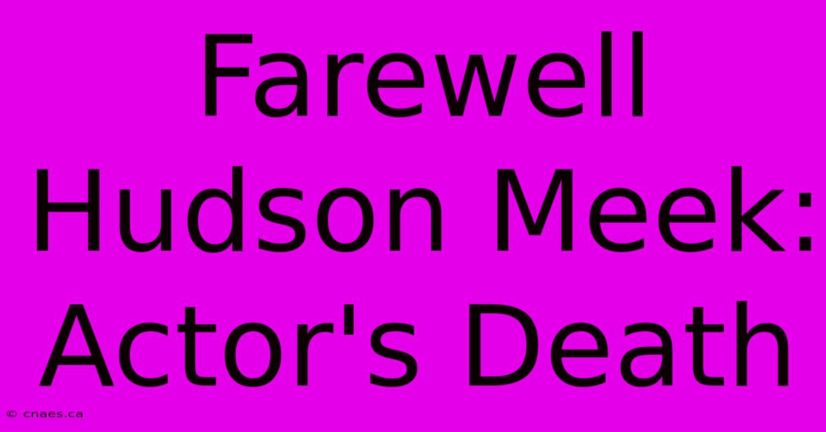 Farewell Hudson Meek: Actor's Death