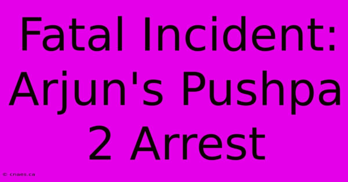 Fatal Incident: Arjun's Pushpa 2 Arrest