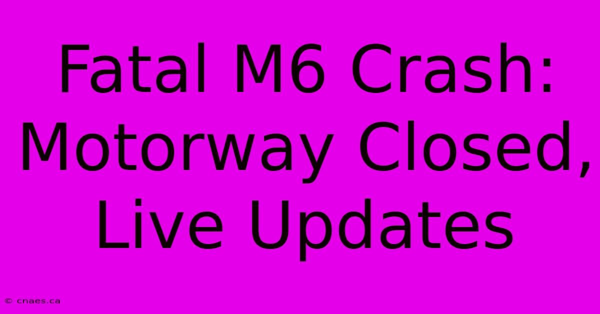 Fatal M6 Crash: Motorway Closed, Live Updates