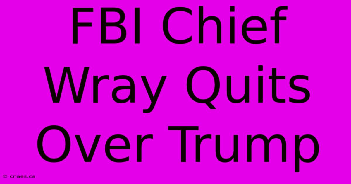 FBI Chief Wray Quits Over Trump