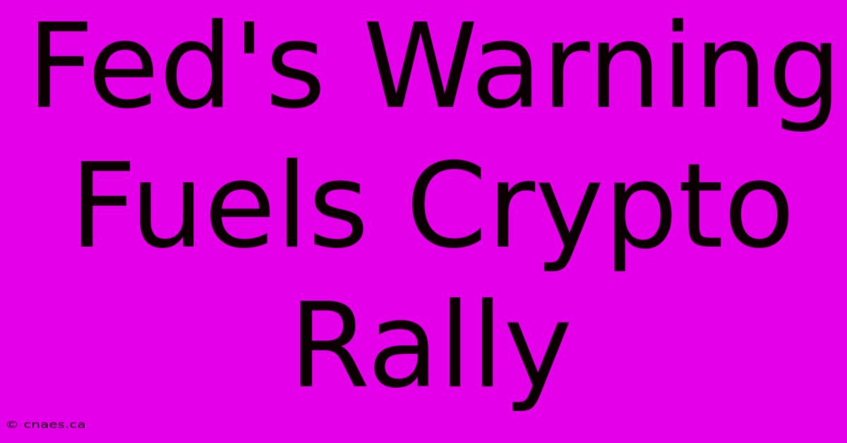 Fed's Warning Fuels Crypto Rally