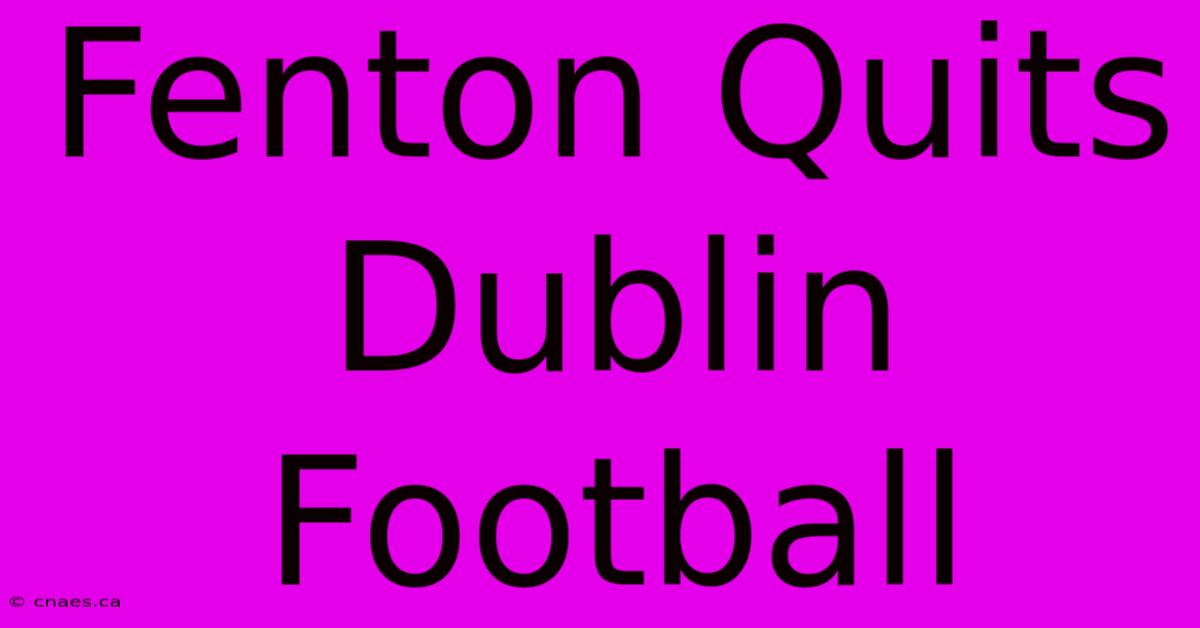 Fenton Quits Dublin Football