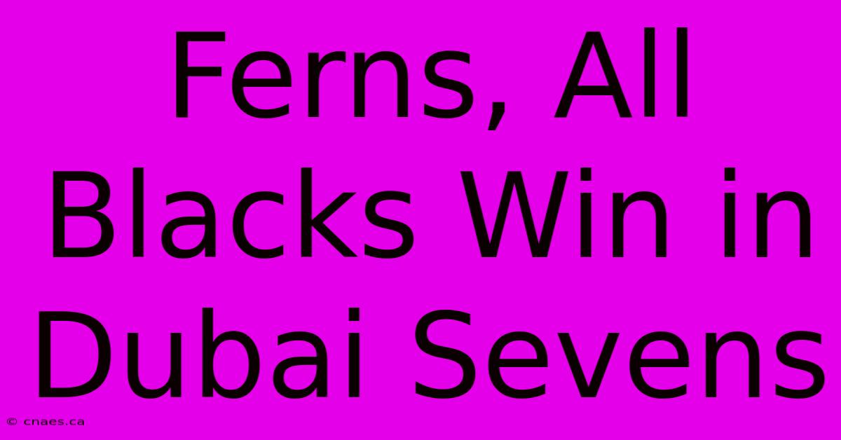 Ferns, All Blacks Win In Dubai Sevens