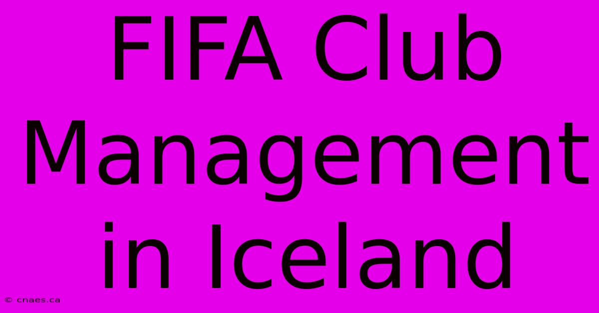 FIFA Club Management In Iceland