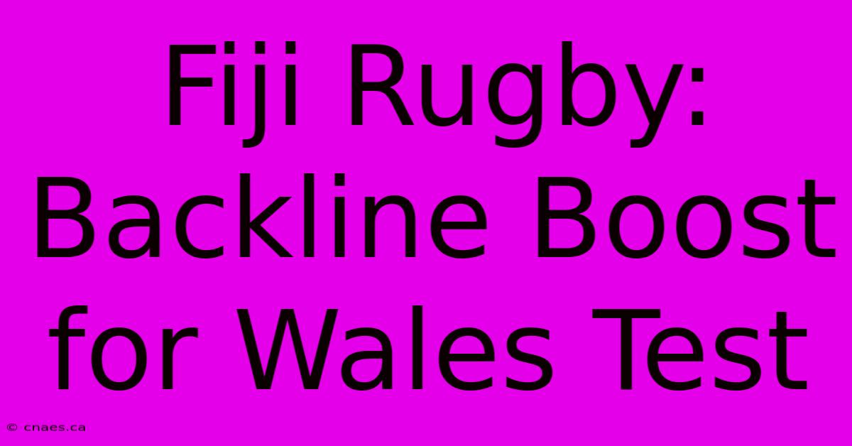 Fiji Rugby: Backline Boost For Wales Test