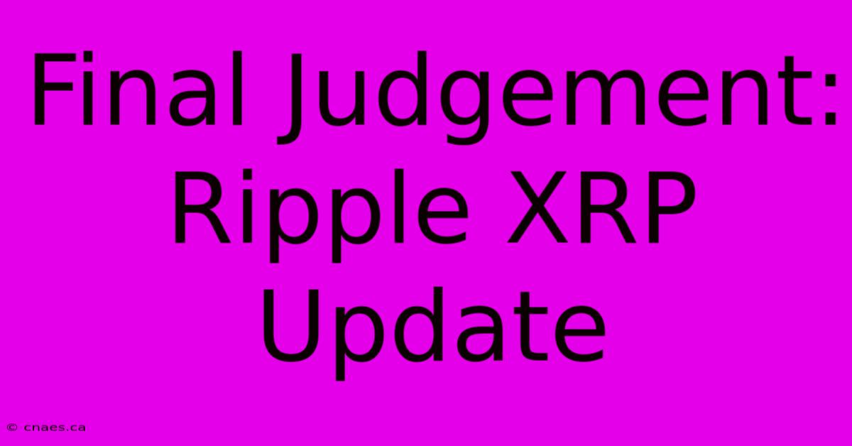 Final Judgement: Ripple XRP Update