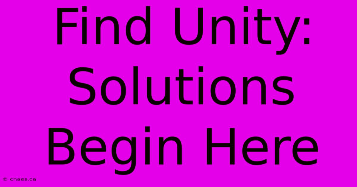 Find Unity: Solutions Begin Here