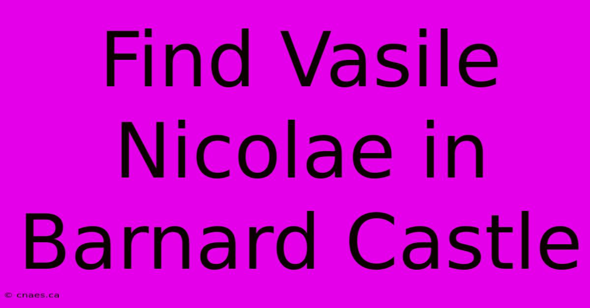 Find Vasile Nicolae In Barnard Castle