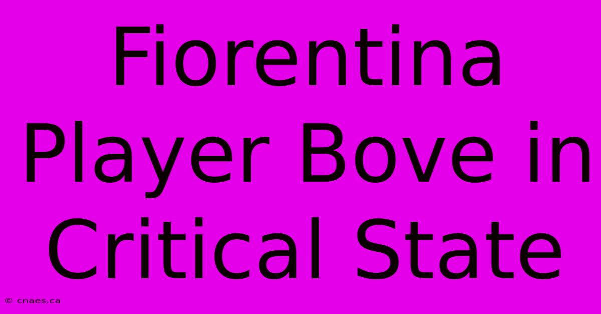 Fiorentina Player Bove In Critical State