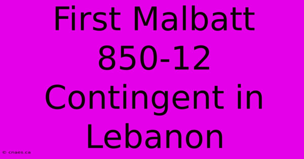 First Malbatt 850-12 Contingent In Lebanon