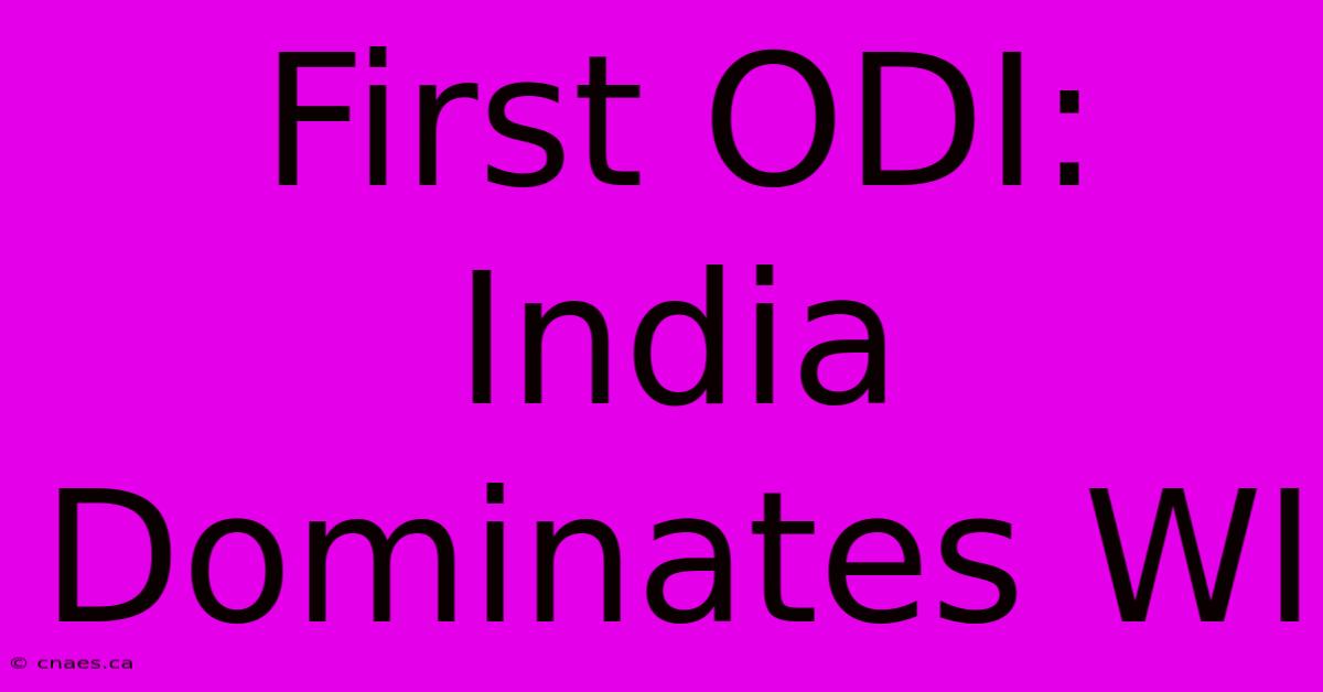 First ODI: India Dominates WI