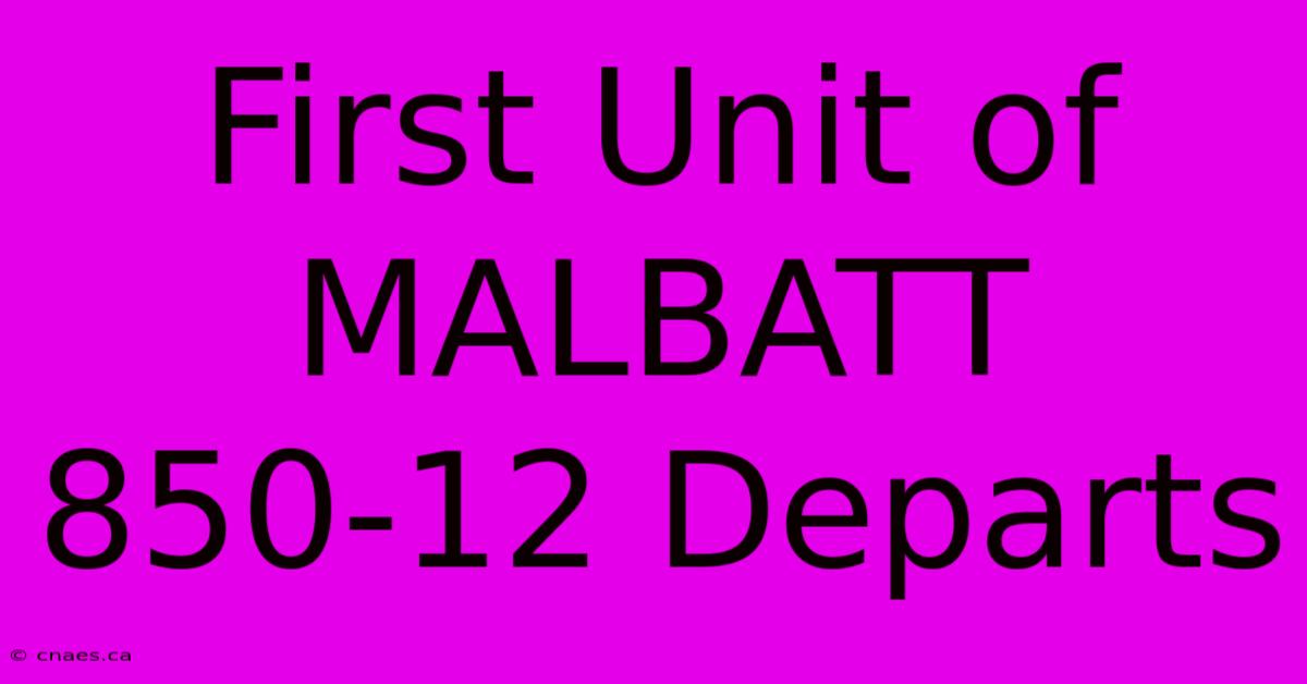 First Unit Of MALBATT 850-12 Departs