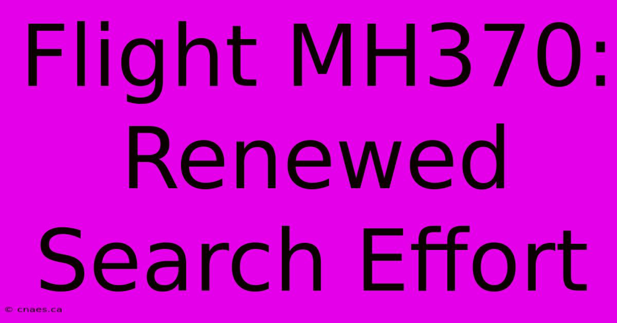 Flight MH370: Renewed Search Effort