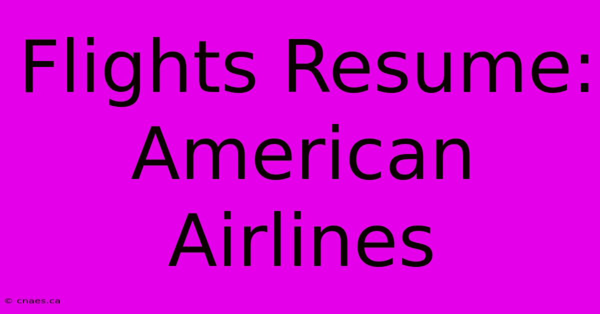 Flights Resume: American Airlines