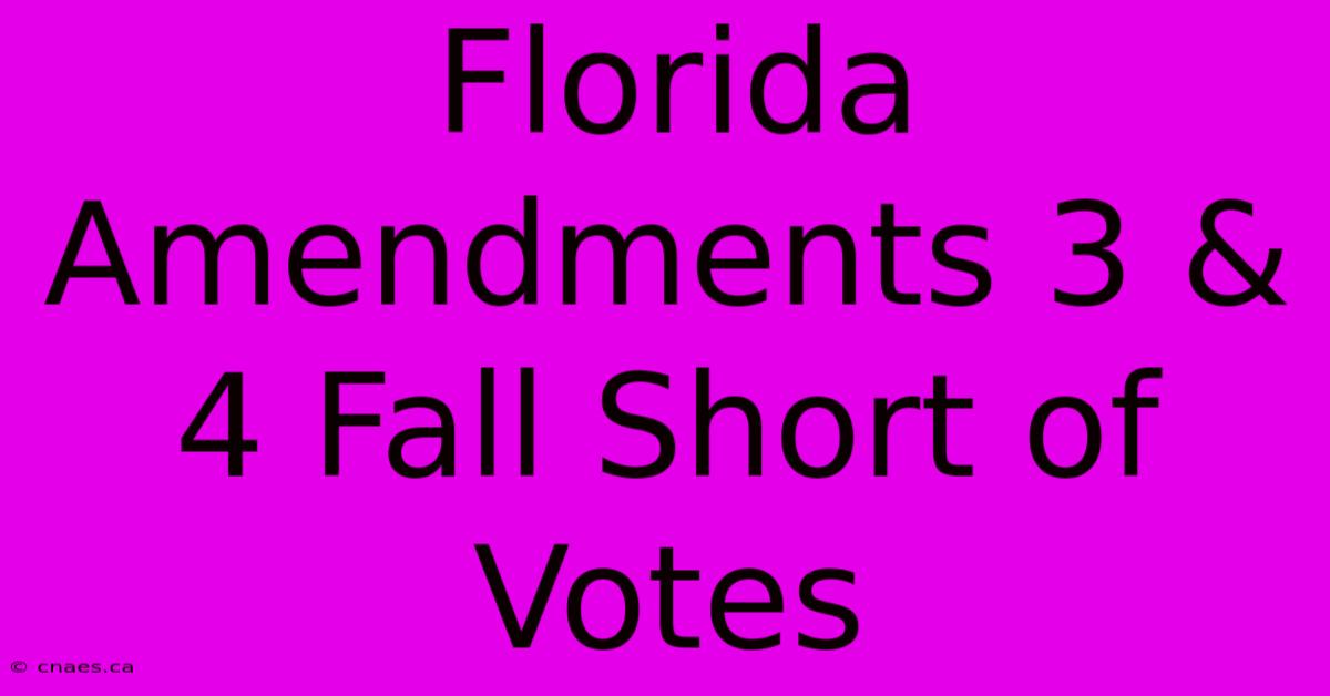 Florida Amendments 3 & 4 Fall Short Of Votes