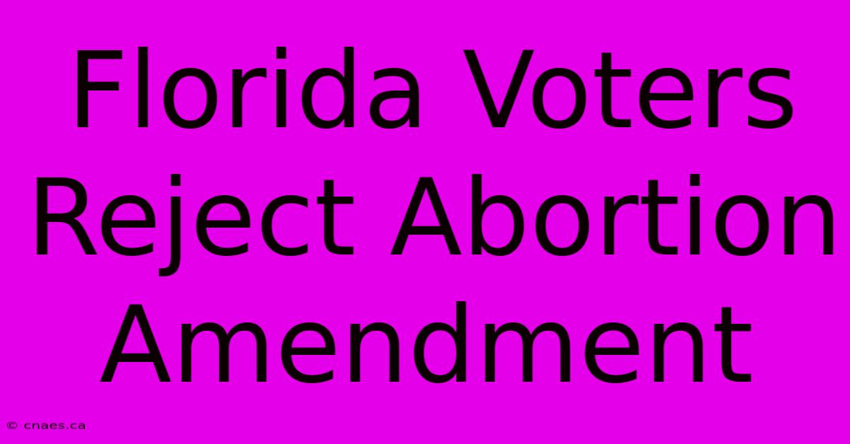 Florida Voters Reject Abortion Amendment