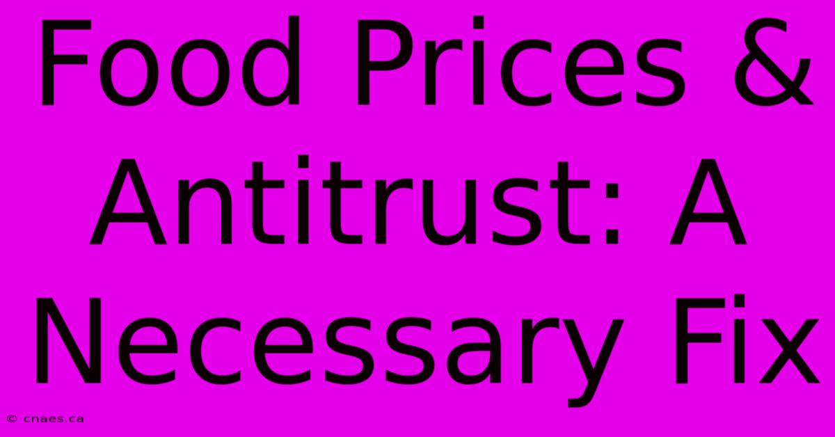 Food Prices & Antitrust: A Necessary Fix