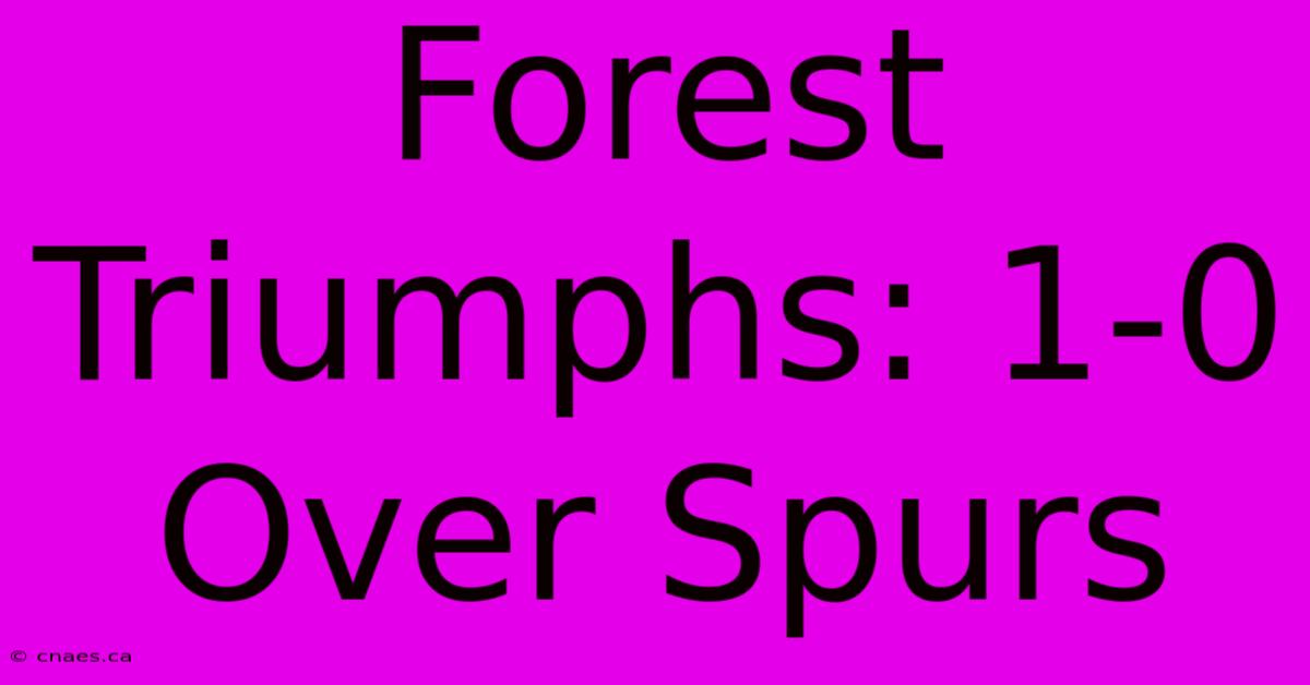 Forest Triumphs: 1-0 Over Spurs