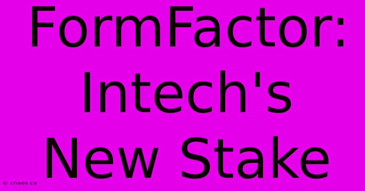 FormFactor: Intech's New Stake