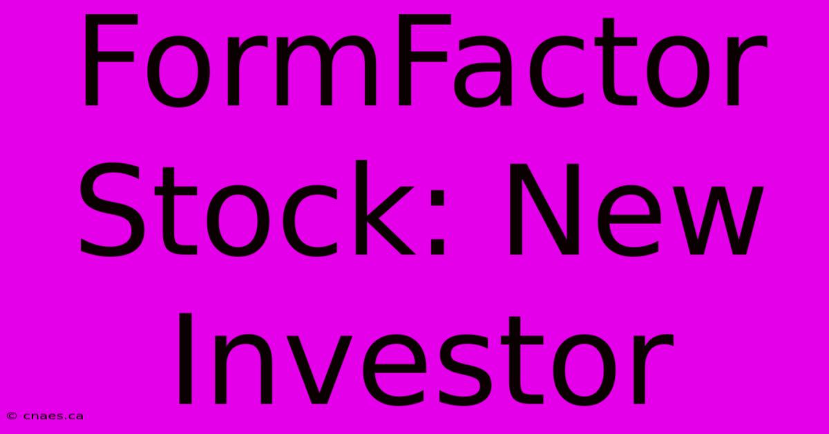 FormFactor Stock: New Investor