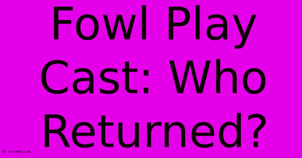 Fowl Play Cast: Who Returned?