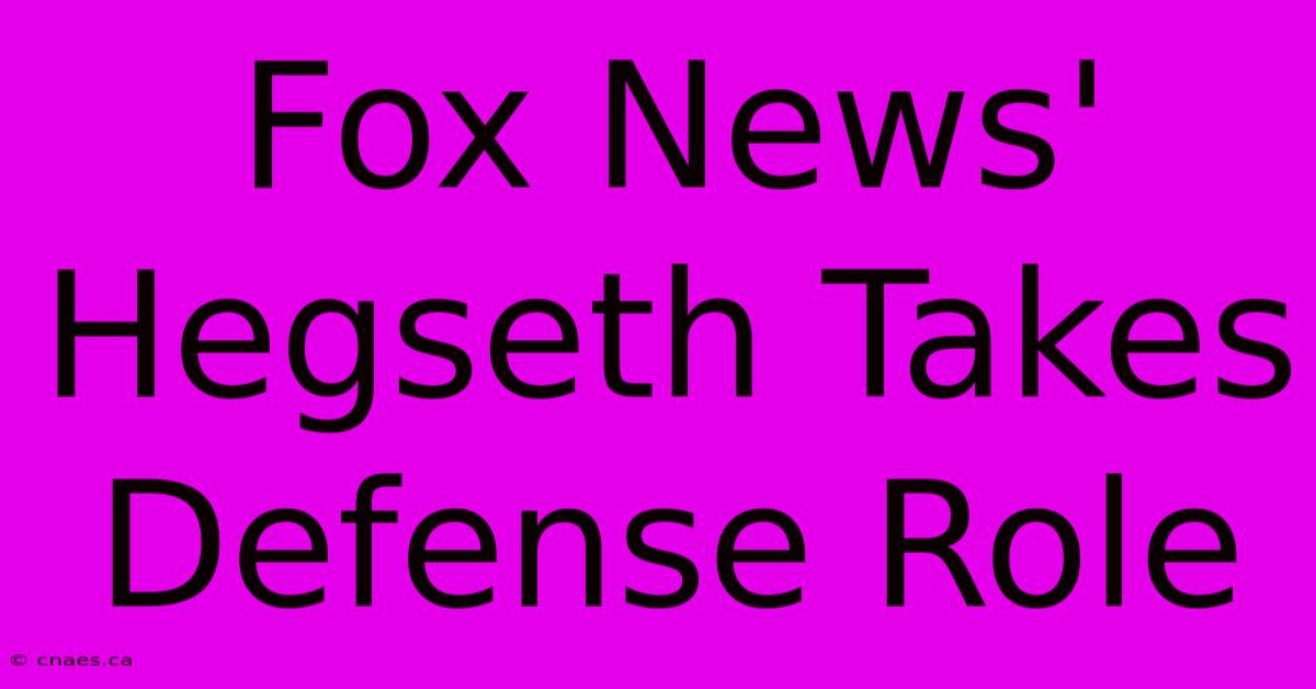 Fox News' Hegseth Takes Defense Role 