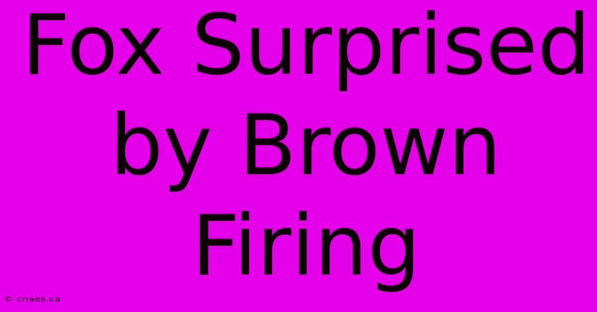 Fox Surprised By Brown Firing