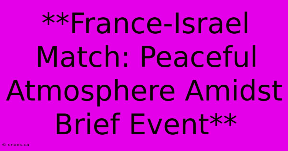 **France-Israel Match: Peaceful Atmosphere Amidst Brief Event** 