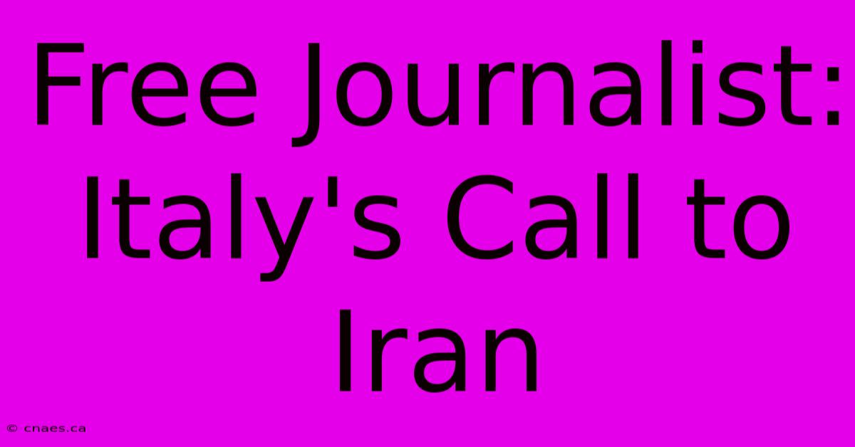 Free Journalist: Italy's Call To Iran