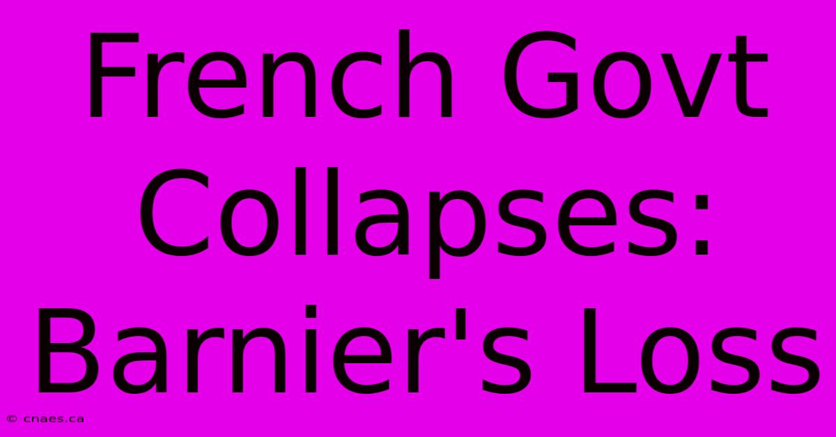 French Govt Collapses: Barnier's Loss