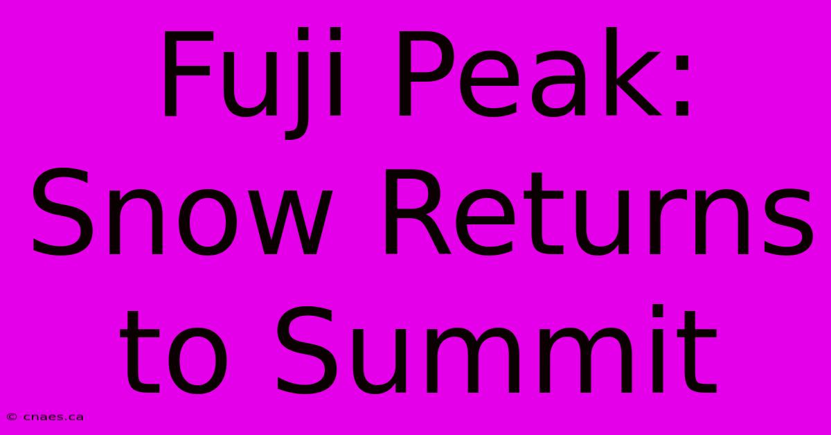 Fuji Peak: Snow Returns To Summit