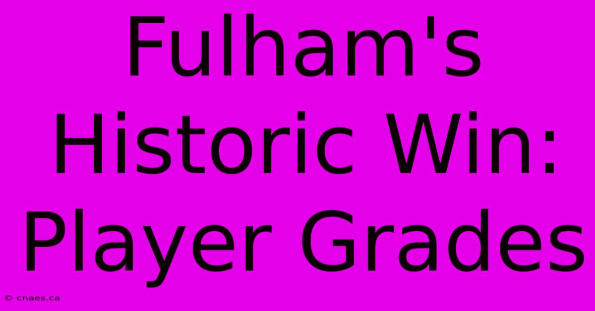 Fulham's Historic Win: Player Grades