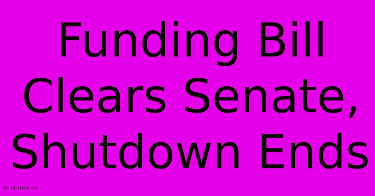 Funding Bill Clears Senate, Shutdown Ends