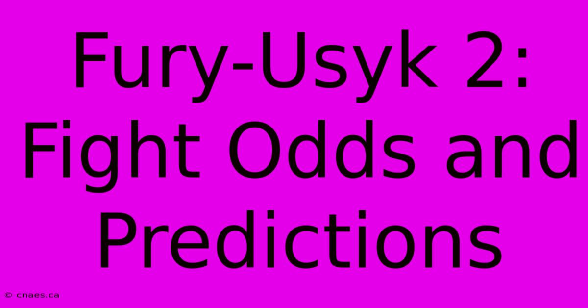 Fury-Usyk 2: Fight Odds And Predictions