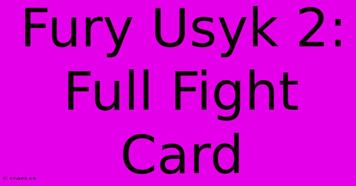 Fury Usyk 2: Full Fight Card