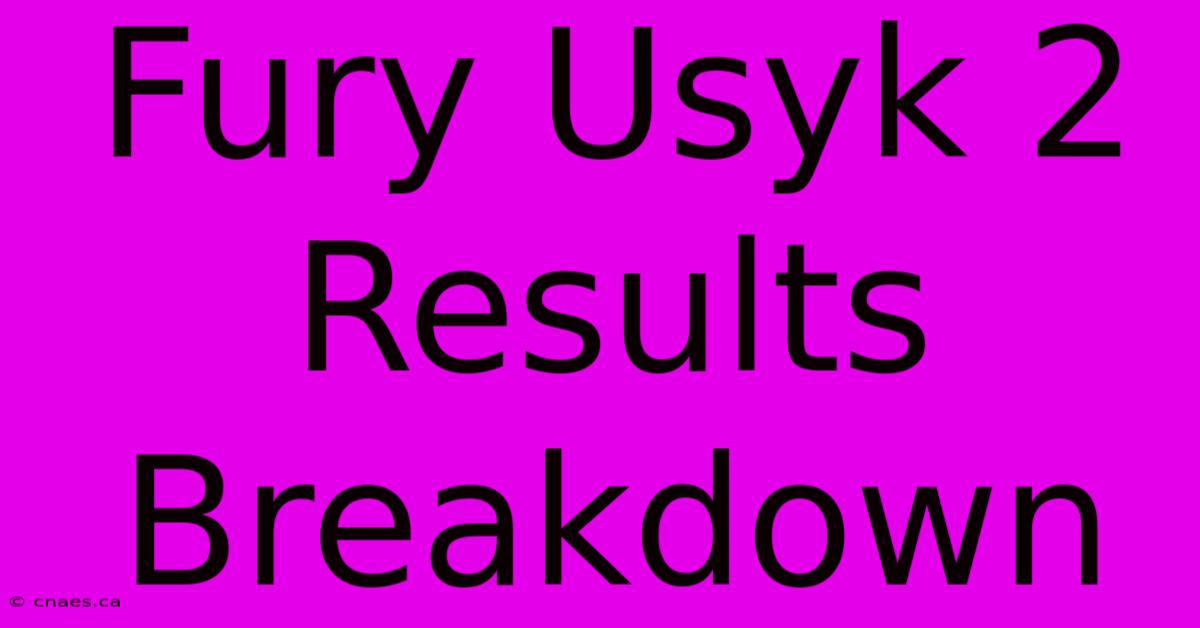 Fury Usyk 2 Results Breakdown