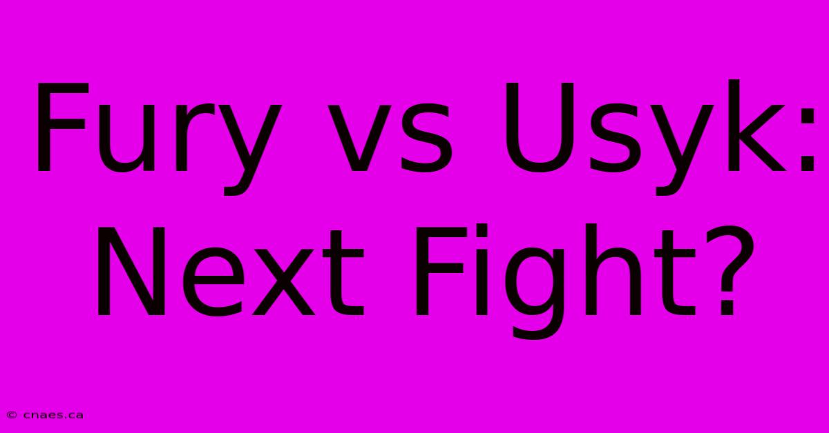 Fury Vs Usyk: Next Fight?