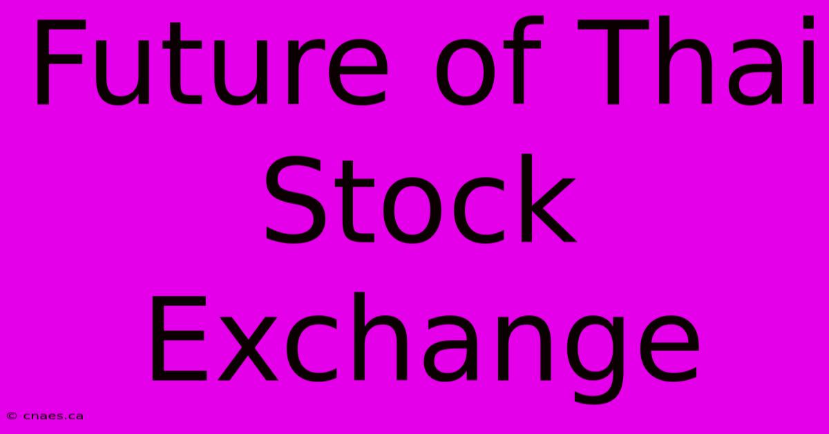 Future Of Thai Stock Exchange