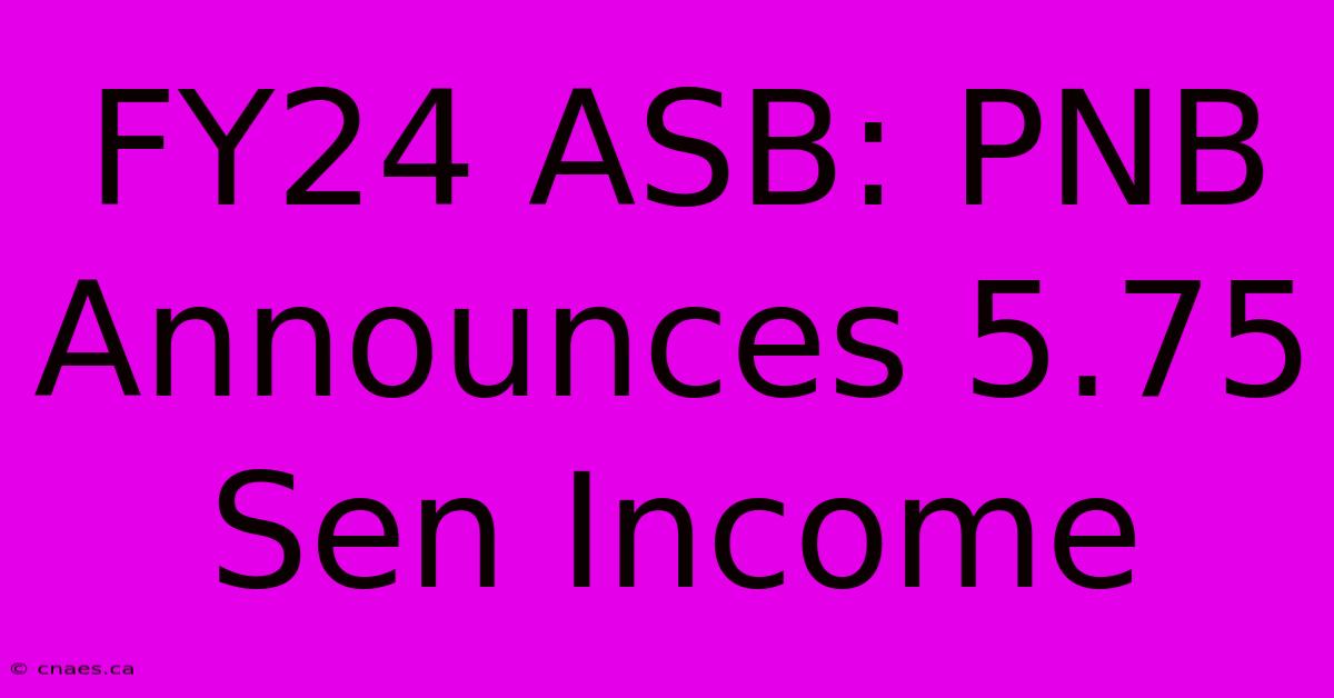 FY24 ASB: PNB Announces 5.75 Sen Income