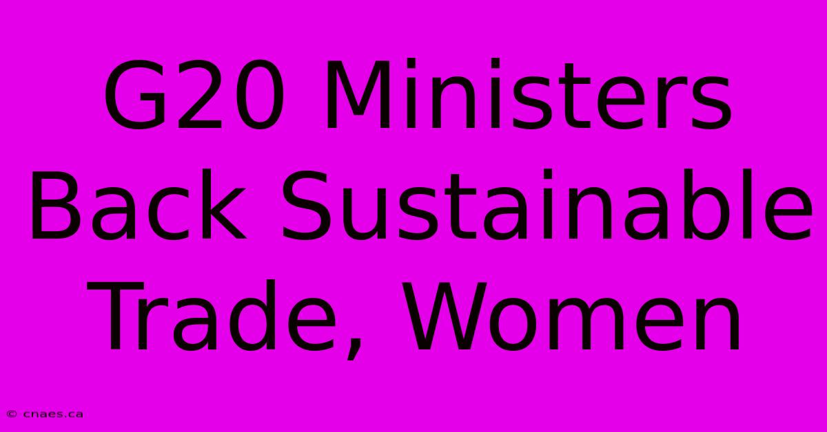 G20 Ministers Back Sustainable Trade, Women